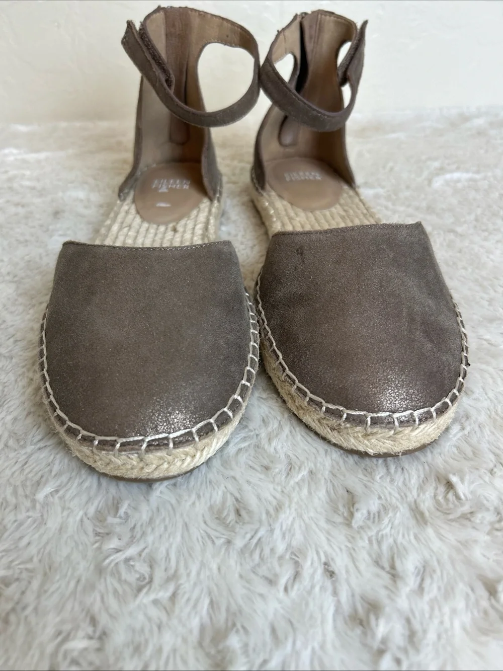 New Eileen Fisher Womens Lala Ankle Sandal 8.5 Jute Espadrille Flat Zip
